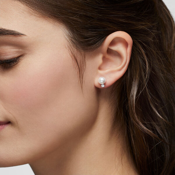 7-7.5 mm AA Akoya Pearl Earrings in White Gold